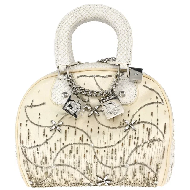Dior White Python Gambler Dice Handbag in White Python from AMORE Vintage Tokyo