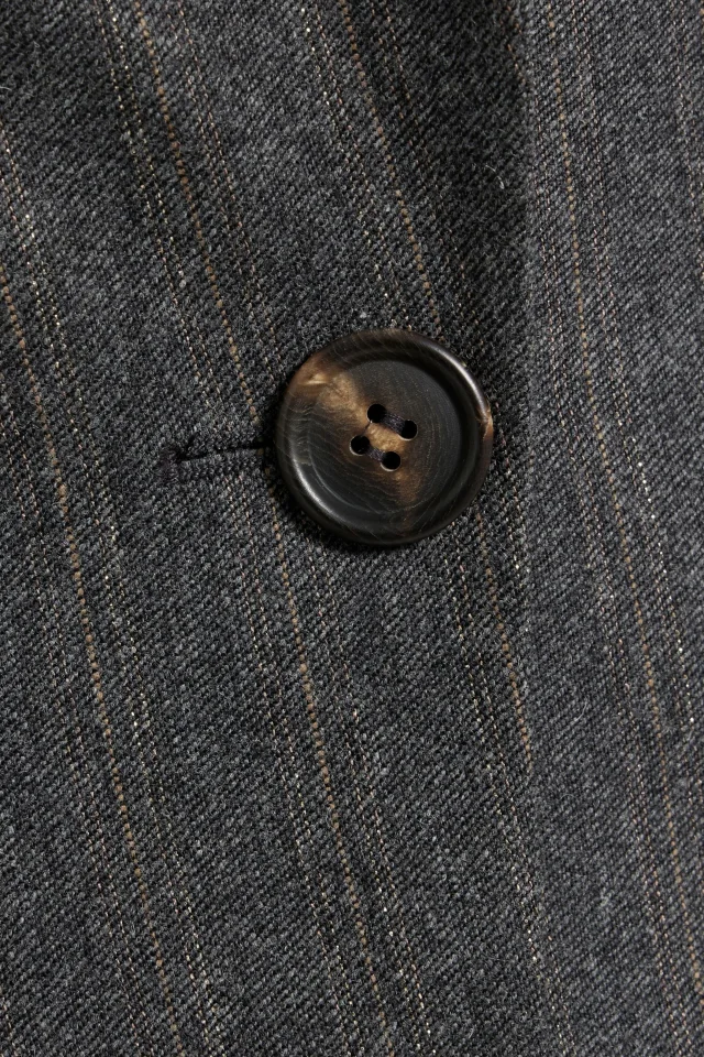 Brunello Cucinelli Bead-Embellished Metallic Pinstriped Twill Blazer in Grey, photo 4 of 4 from THE OUTNET
