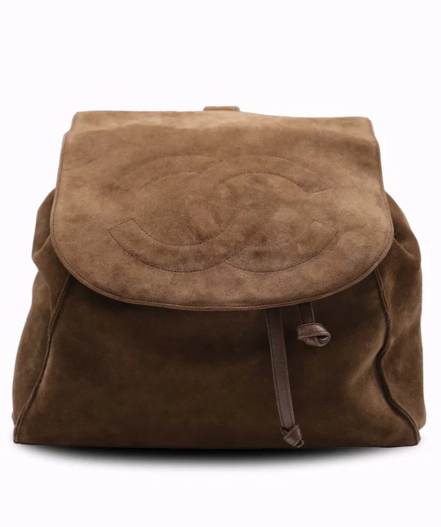 Chanel CC Suede Backpack Brown in Brown Suede from Luxury Promise