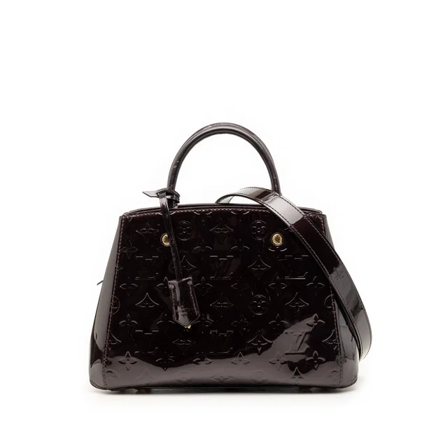 Purple Louis Vuitton Monogram Vernis Montaigne BB Satchel in Purple Leather from Designer Revival