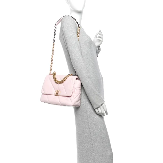 Quilted Large Chanel 19 Flap Light Pink in Pink Lambskin from FASHIONPHILE, photo 2 of 11