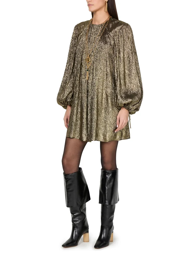 CHLOE Metallic mini dress in Gold 71% silk, 29% metalic polyester, photo 2 of 6 from 24S (Canada)