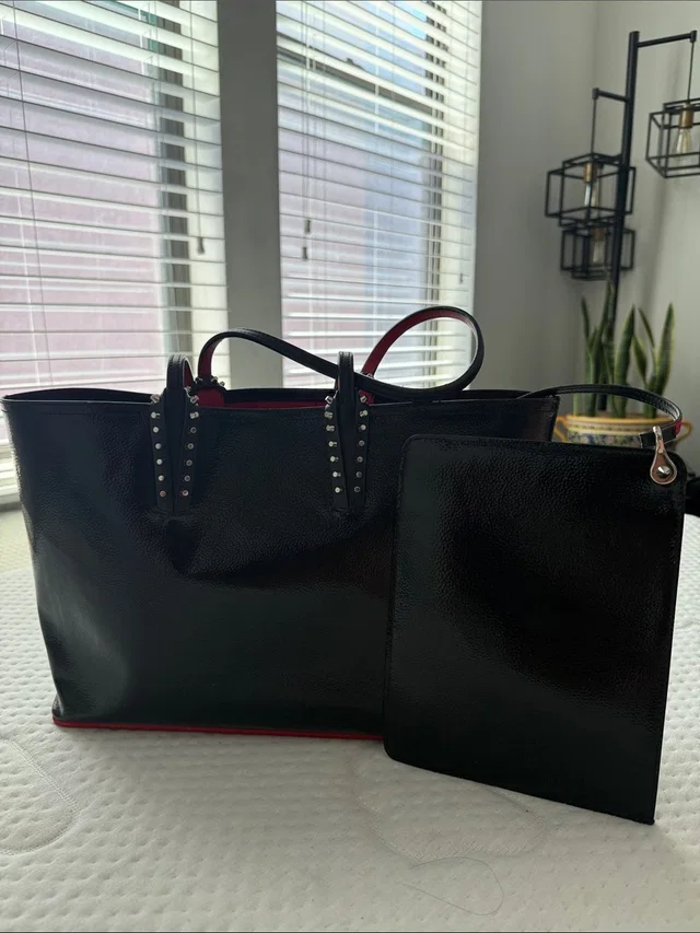 Christian Louboutin Tote With Red Trim And Stud Accents in black Leather from Poshmark