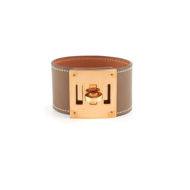 Hermès Kelly Dog Bracelet Etoupe - Size T2 in Taupe Swift leather from The Purse Affair