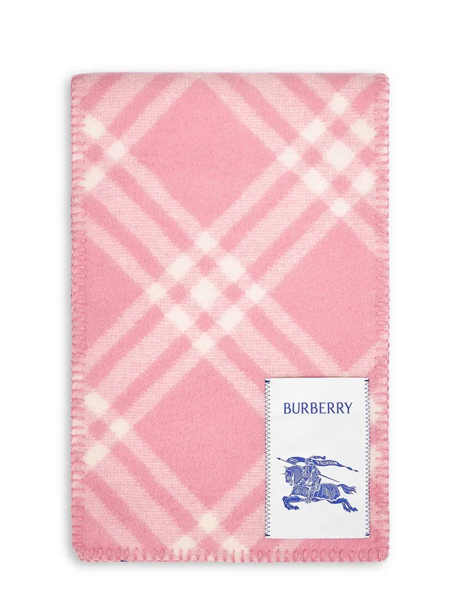 Burberry Wool Check Scarf — Pink Scarfs in Pink Wool from HEWI