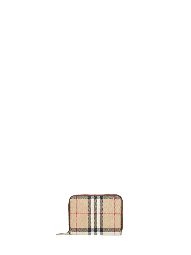 Burberry Archive Check Coated Cotton-Blend Wallet — Brown Polyurethane in Brown Calfskin from HEWI
