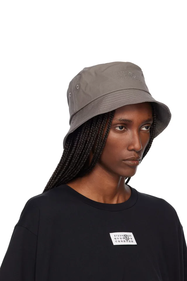 MM6 Maison Margiela Gray Cotton Canvas Bucket Hat, photo 2 of 3 from SSENSE
