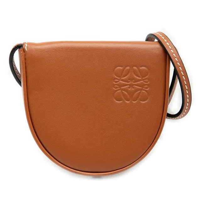 Brown LOEWE Mini Soft Calfskin Heel Pouch Crossbody Bag in Brown Calfskin from Designer Revival