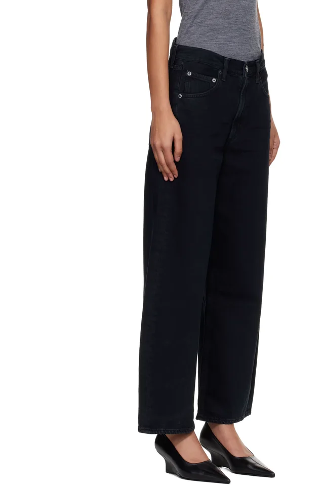 AGOLDE Black Low Curve Crop Jeans, photo 2 of 4 from SSENSE