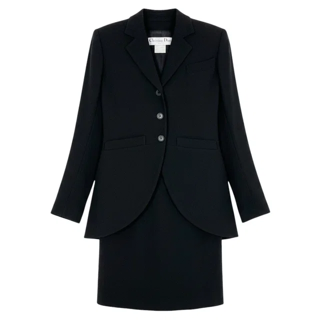 Dior Boutique Dio 2008 Era Set Skirt jacket Black Silk in Black Silk from The Reluxe
