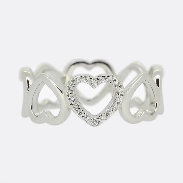 Tiffany & Co. Diamond Open Loving Heart Ring Size M from The Vintage Jeweller