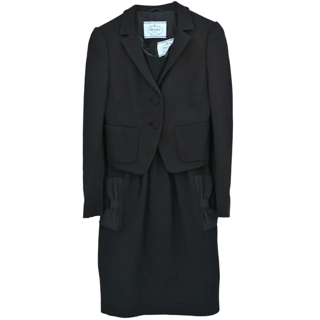 Prada 2011 Setup Suit Jacket Dress Black #38 in Black Nylon from AMORE Vintage Tokyo