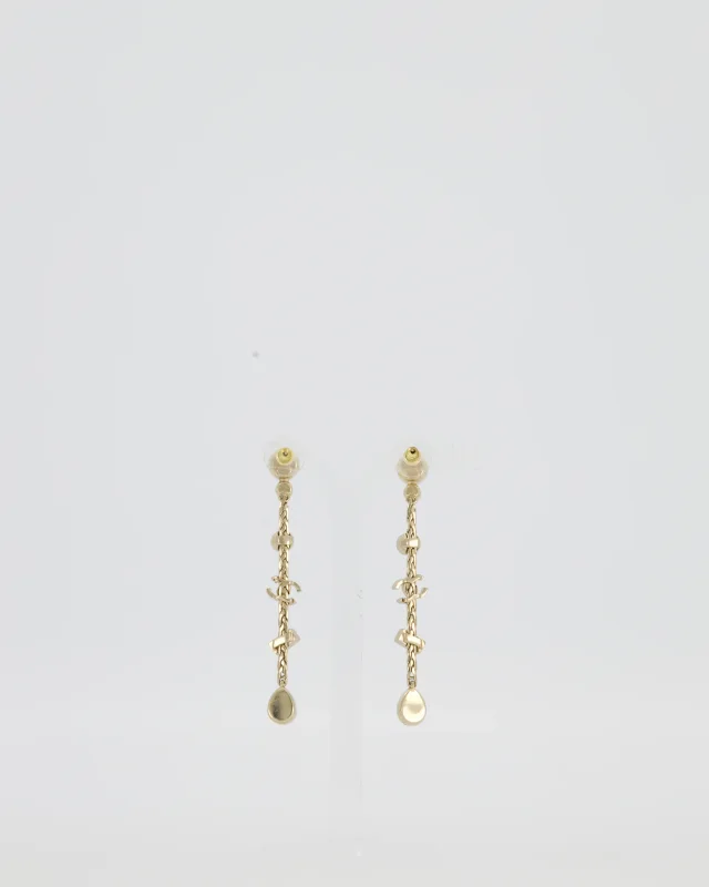 Chanel Pearl Crystal Drop Earrings in Gold from Sellier, photo 2 of 3