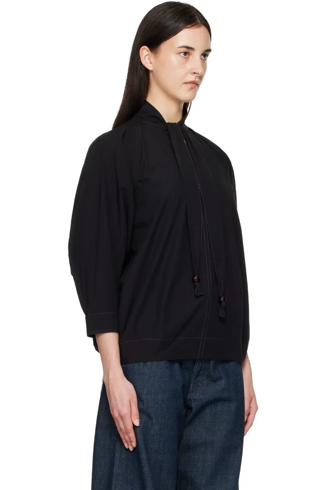 LEMAIRE Black Scarf Blouse, photo 2 of 4 from SSENSE