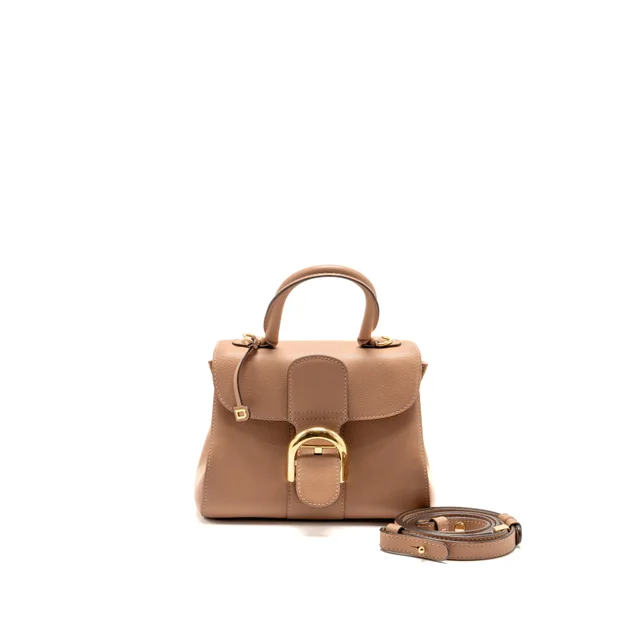 Delvaux Mini Brilliant Bag Grained Calfskin Beige GHW in Beige Caviar leather from EMIER