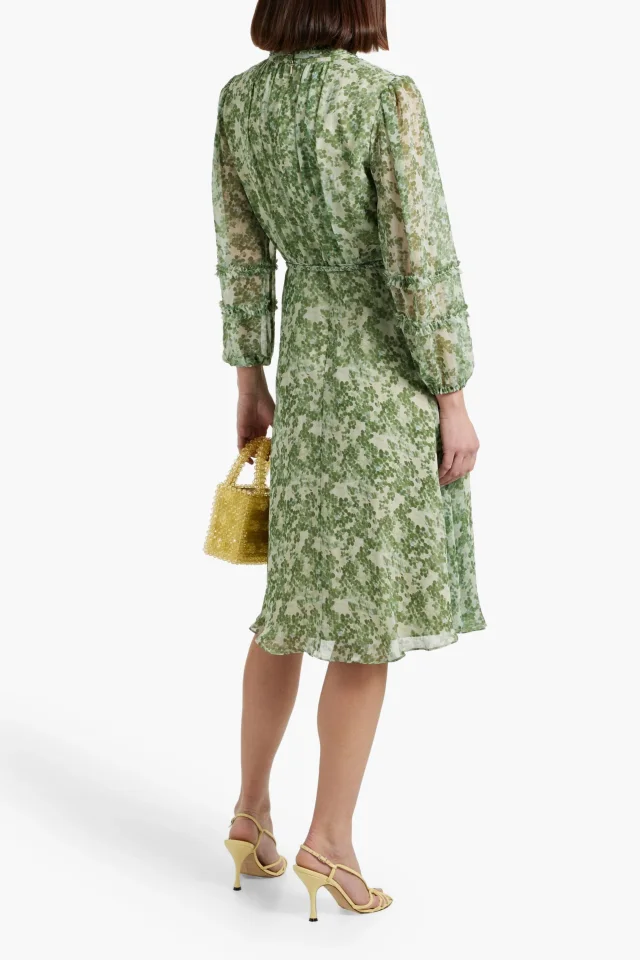 Mikael Aghal Ruffled Floral-Print Chiffon Dress in Green, photo 3 of 4 from THE OUTNET