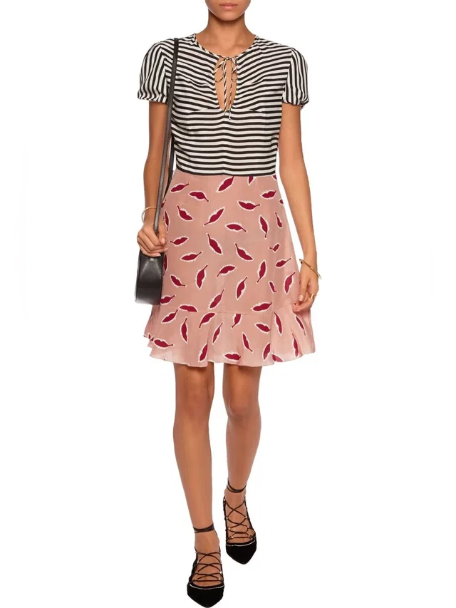 REDValentino Printed Silk Mini Dress in pink|black Silk from Poshmark