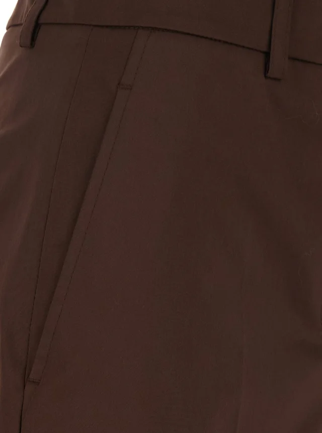 LEPLAIN Brown Bermuda Shorts Belt Loops and Two Back Welt Pockets in Cotton for Women in Brown, photo 6 of 6 from Gaudenzi Boutique