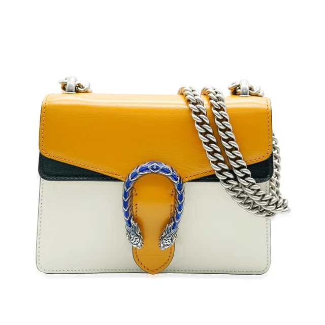 Gucci Yellow Beige Navy Tricolour Leather Mini Dionysus Black; White; Handbag in Black Leather from HEWI