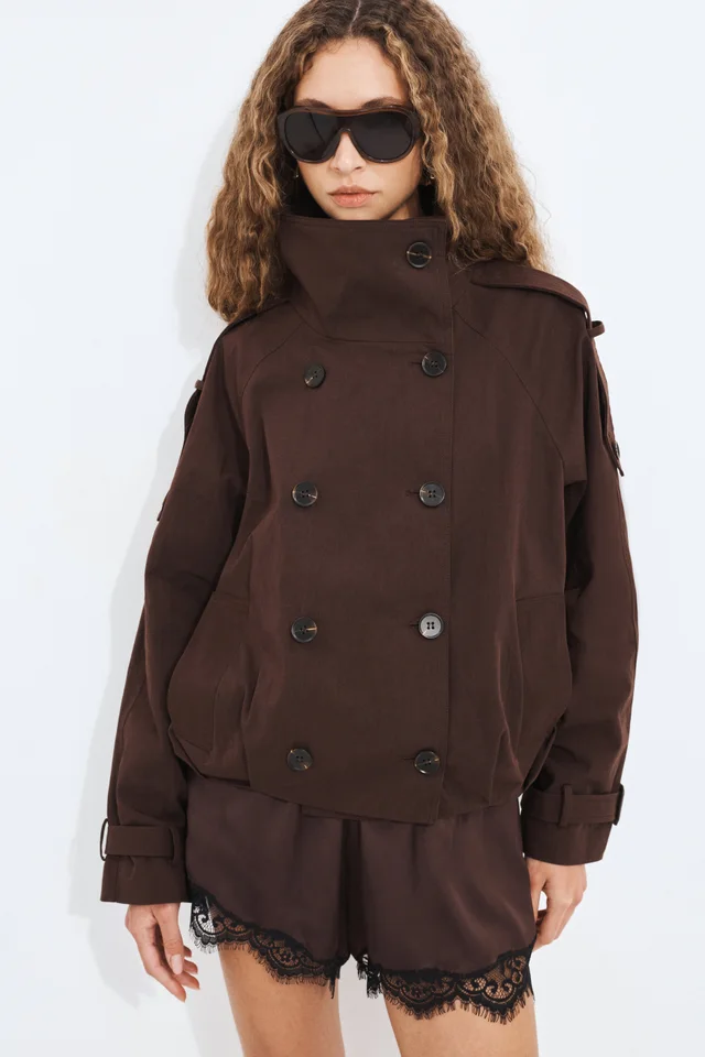 Aje Studio Rory Funnel Neck Trench in Brown from Aje, photo 1 of 1