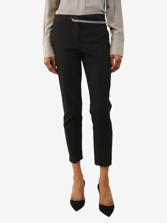 Brunello Cucinelli Black diamante belt trousers - size UK 8 in Black from Sign of the Times