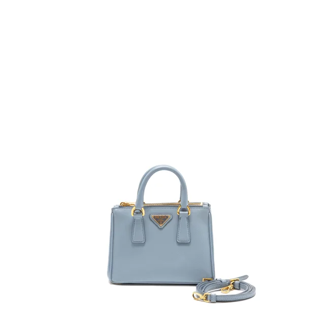 Prada Galleria Saffiano Mini Tote Bag leather light blue GHW in Blue Saffiano leather from EMIER