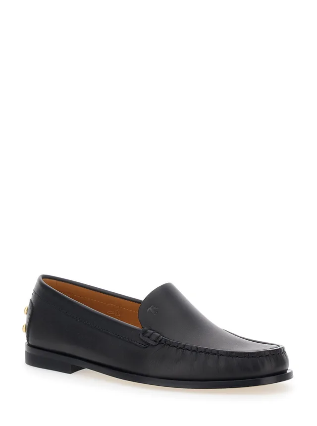 Tod's Black Loafers with Embossed Logo and Stud Details on the Back in Leather Woman in Black 100% Calf, photo 4 of 8 from Gaudenzi Boutique
