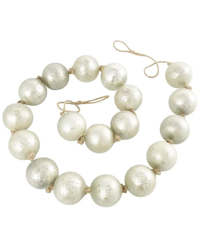 Peyton Lane Silver Glass Handmade Round Extra Long Frosted Orb Beaded Garland, image 1 of 1 from Rue La La