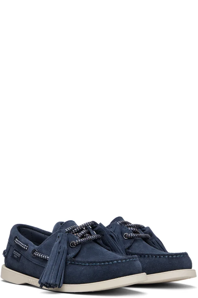 Weekend Max Mara Navy Sebago Edition Dockside Boat Shoes, photo 4 of 5 from SSENSE