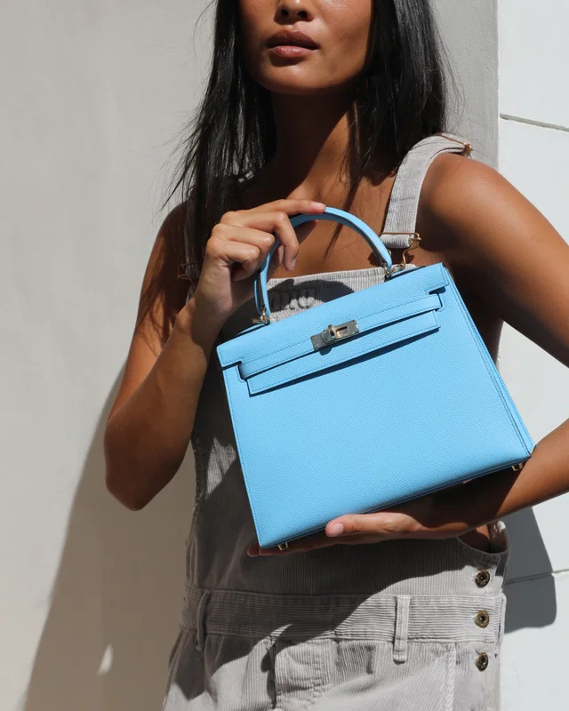Hermès HSS Kelly 25 Sellier Bag in Blue Epsom leather from Sellier