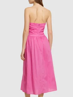 Marysia Long dress with ruched neckline in 100% Cotton, photo 3 of 5 from LUISAVIAROMA