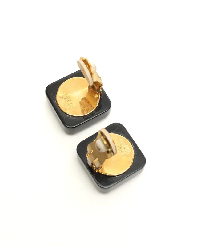Chanel Coco Mark Resin Rhinestone Clip-on Earrings in Resin from A Retro Tale, photo 4 of 5