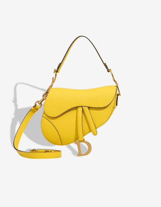 Dior Saddle Medium Calf Yellow in Yellow Calfskin from SACLÀB