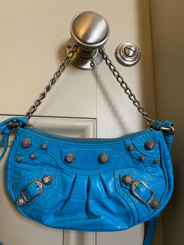 Balenciaga Le Cagole Metallic Blue Calfskin XS in Blue Calfskin from HEWI, photo 3 of 5