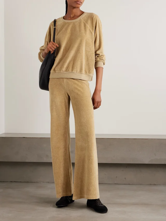 SUZIE KONDI Lito cotton-blend velour flared sweatpants in Beige, photo 2 of 2 from NET-A-PORTER (Canada)