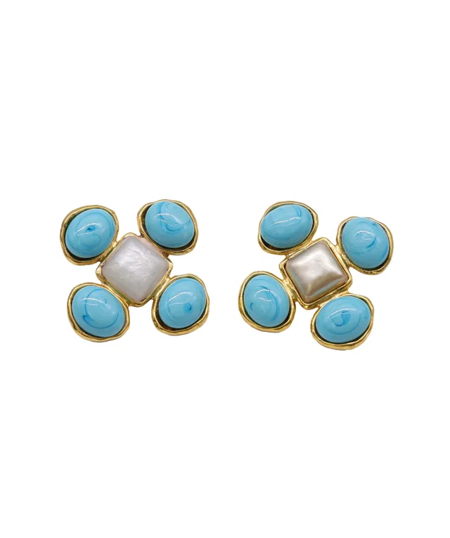 Chanel Turqoise Earrings in Leather from Luxury Promise