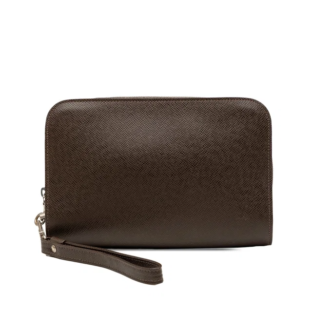 Brown Louis Vuitton Taiga Pochette Baikal Clutch Bag in Brown Leather from Designer Revival