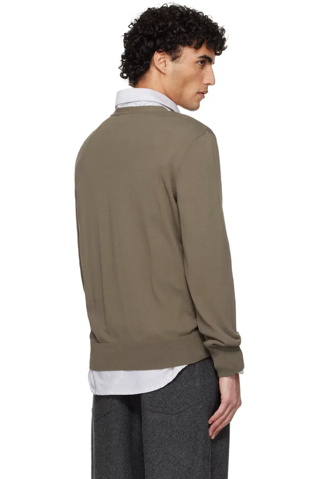 A.P.C. Khaki Cotton Sweater, photo 3 of 4 from SSENSE