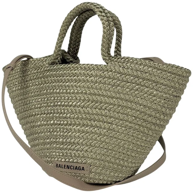 Balenciaga Handbag Ibiza Small Basket 2-Way Nylon Green in Green Nylon from The Reluxe
