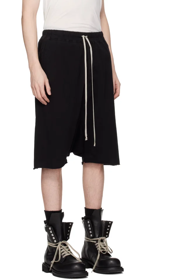 Rick Owens DRKSHDW Black Temple Drawstring Pods Shorts, photo 2 of 4 from SSENSE
