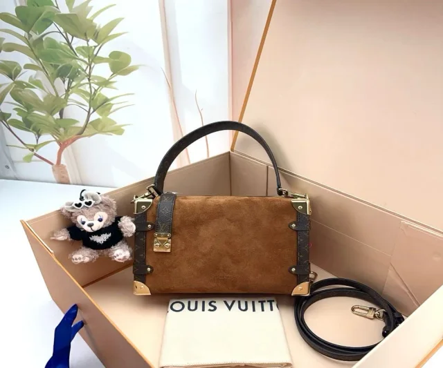 Louis Vuitton Brown Suede Monogram Handle Trunk Bag in Brown Suede from Luxury Promise