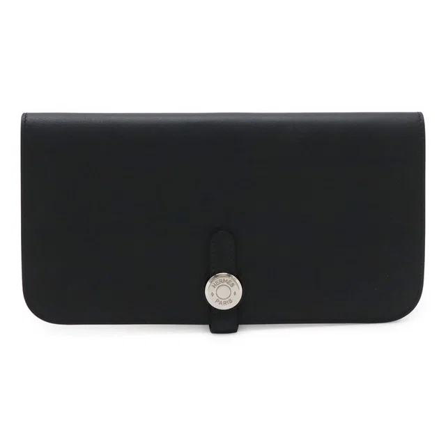 Hermès Dogon Rectoverso Long Bifold Wallet Veau Swift Black Silver in Black Swift leather from The Reluxe