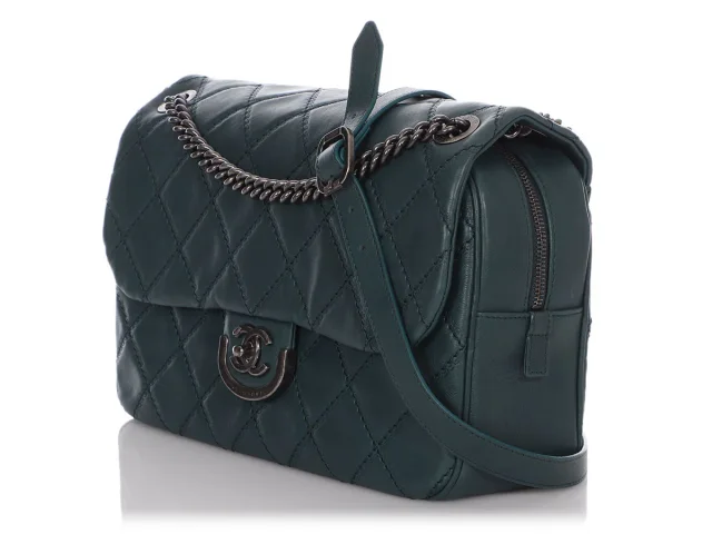 Chanel Vert Pétrole Quilted Calfskin Flap in Green Calfskin from Ann's Fabulous Finds, photo 4 of 10