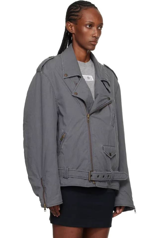 MM6 Maison Margiela Gray Washed Cotton Sports Jacket, photo 2 of 2 from SSENSE