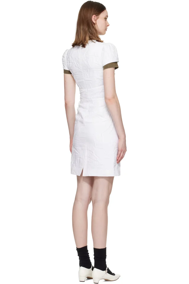 SHUSHU/TONG White Lace Trim Sweetheart Neckline Midi Dress, photo 3 of 4 from SSENSE