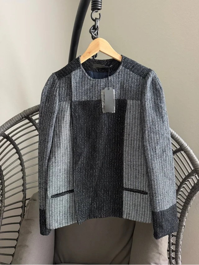 Proenza Schouler Vintage Black & Navy Metallic Tweed Jacket 6 in silver|black|gray Tweed from Poshmark