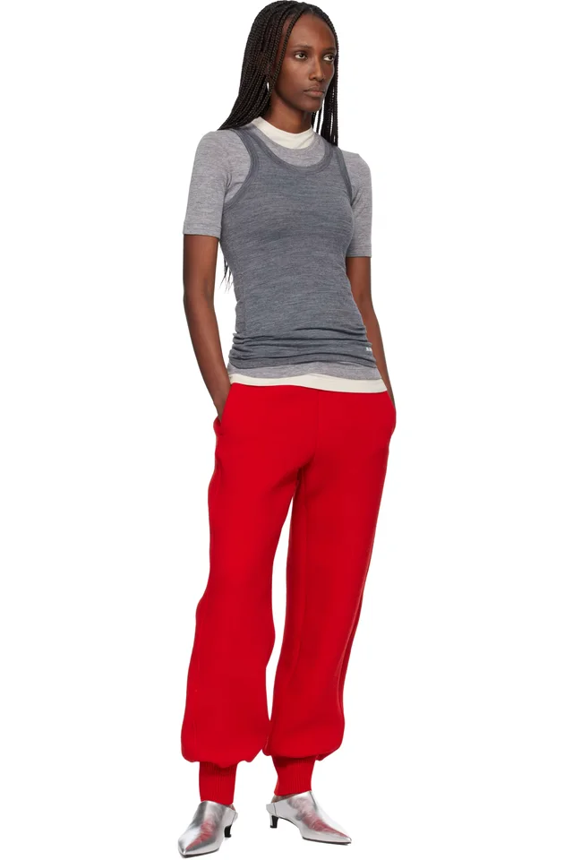 Jil Sander Red Wool Crepe Double Face Lounge Pants, photo 4 of 4 from SSENSE