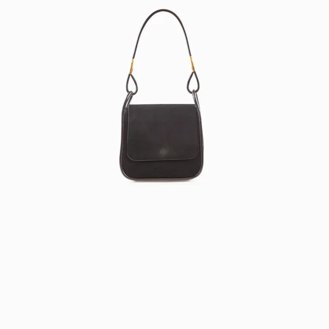 Gucci Vintage Nubuck Shoulder Bag Black in Black Suede from The Purse Affair