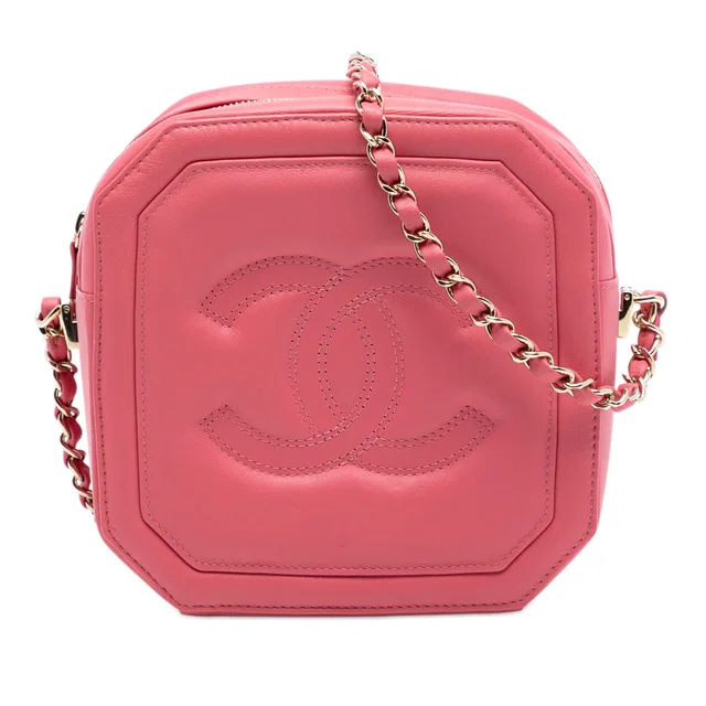 Pink Chanel CC Calfskin Clock Camera Case Crossbody Bag in Pink Calfskin from Designer Revival