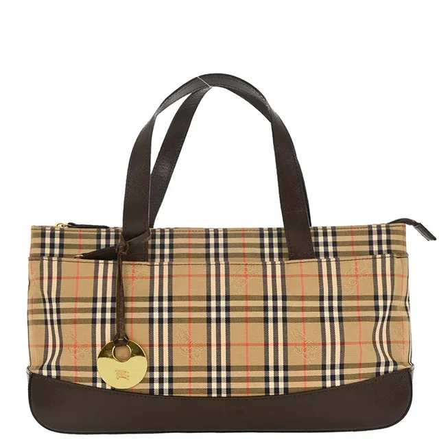 Burberry Burberrys Beige House Check Tote Bag in Beige Canvas from AMORE Vintage Tokyo